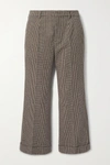 SAINT LAURENT CROPPED PRINCE OF WALES CHECKED WOOL-BLEND STRAIGHT-LEG PANTS