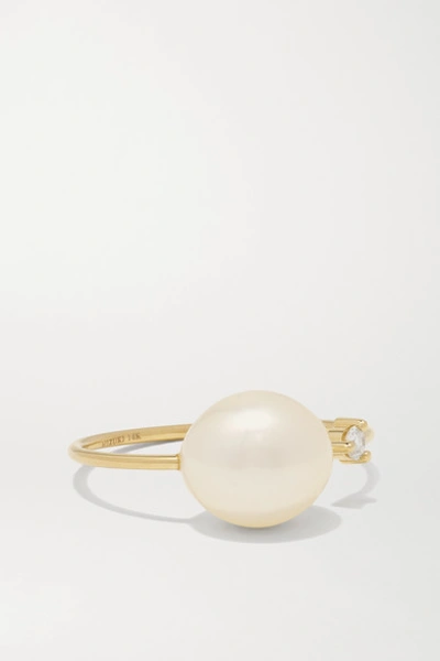 Mizuki 14-karat Gold, Pearl And Diamond Ring