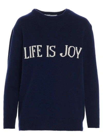 Alberta Ferretti Intarsia Knit Cashmere & Wool Sweater In Blue