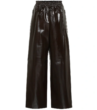 Bottega Veneta High-rise Wide-leg Leather Trousers In Brown