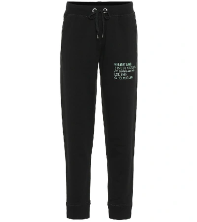 Helmut Lang Embroidered French Cotton-terry Track Trousers In Black