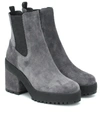 Hogan Suede Leather Boot In Grey