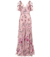 MARCHESA NOTTE FLORAL-EMBROIDERED TULLE GOWN,P00512984