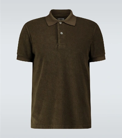 Tom Ford Short-sleeved Towelling Polo Shirt In Green