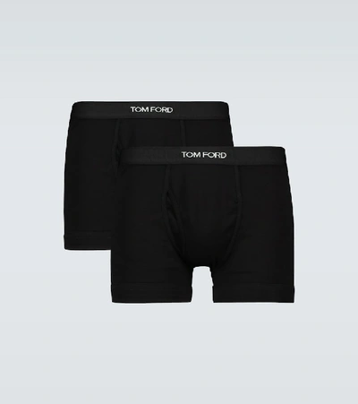 Tom Ford Mens Black Logo-embroidered Cotton-blend Jersey Boxers