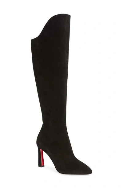Christian Louboutin Eleonor Botta 100 Suede Heel Boots In Black