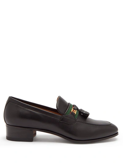 Gucci Gg And Web Stripe Tasselled Leather Loafers In Default Title