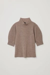 COS MERINO WOOL-COTTON MIX ROLL-NECK SLEEVE DETAIL TOP,0923901001