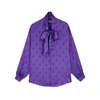 BOUTIQUE MOSCHINO PURPLE SATIN JACQUARD BLOUSE,3898595