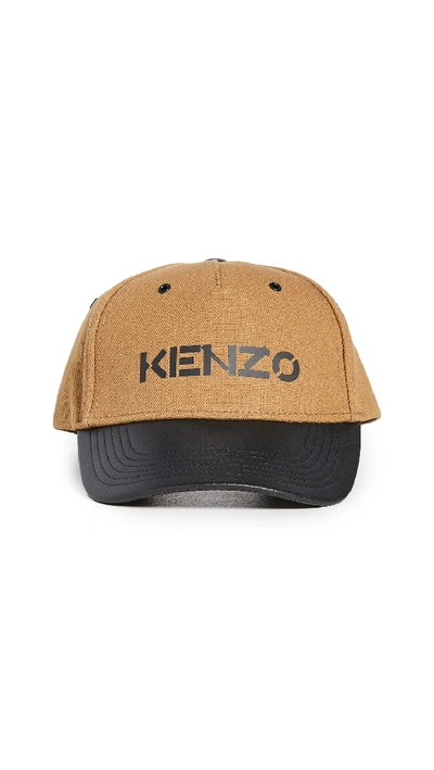 Kenzo Logo Print Baseball Hat In Brown