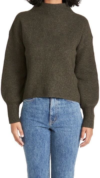 A.l.c Helena Ribbed Wool & Cashmere-blend Mockneck Jumper In Dusty Olive