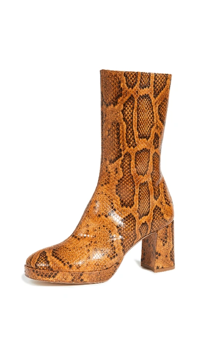 Miista 80mm Carlota Snake Print Leather Boots In Brown,multi