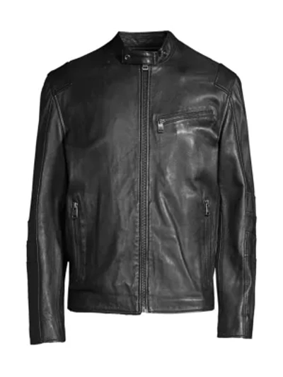 Andrew Marc Weston Leather Moto Jacket In Black