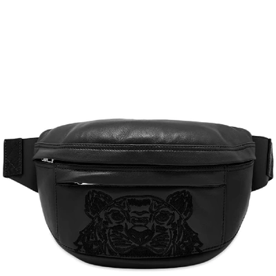 Kenzo Leather 'kampus' Tiger Bumbag In Black
