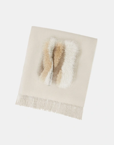 Lafayette 148 Cashmere Fox-trimmed Pocket Shawl In Beige