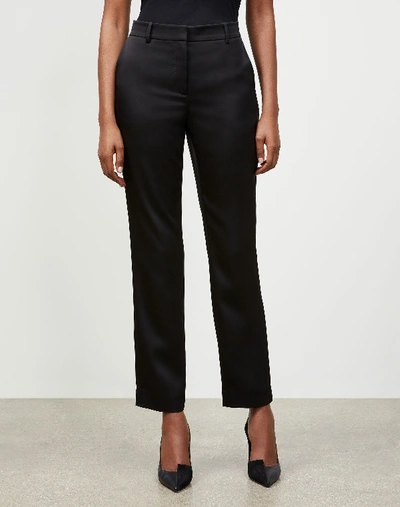 Lafayette 148 Clinton Radiant Satin Cloth Ankle Trousers In Black
