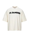 Jil Sander Logo T-shirt By . The Brand Presents A Minimalist Style That Is Appreciated Wor In Ivory