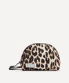 GANNI SMALL LEOPARD PRINT TECH FABRIC TOILETRY BAG,000629638