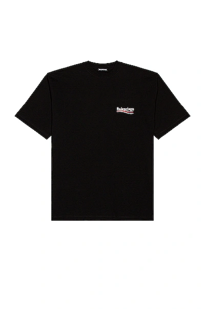 Balenciaga Short Sleeve Large Fit Tee In Black & White