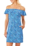 TOMMY BAHAMA HARBOUR ISLAND OFF THE SHOULDER RUFFLE SPA DRESS,SS500089