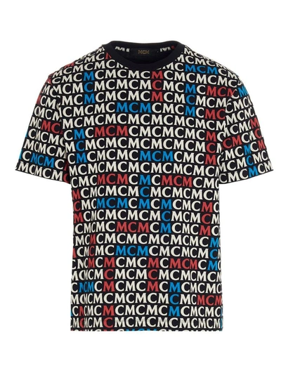 Mcm Men's Black Cotton T-shirt In Multicolor