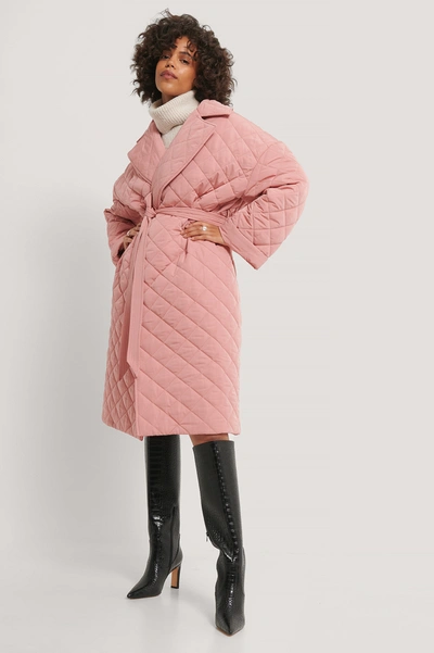 Na-kd Back Slit Quilted Coat Pink In Dusty Pink