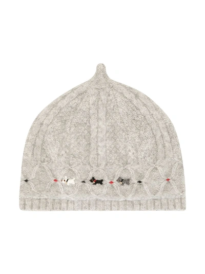 Familiar Babies' Multi-knit Embroidered Hat In Grey