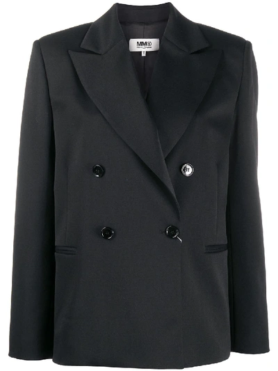 Mm6 Maison Margiela Double-breasted Boxy-fit Blazer In Black
