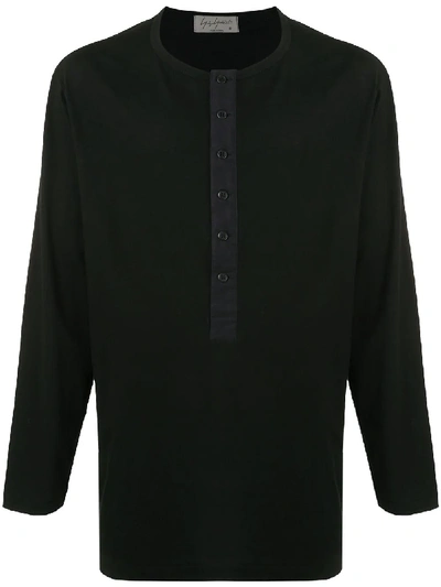 Yohji Yamamoto Long-sleeved Cotton T-shirt In Black