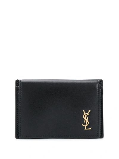 Saint Laurent Monogramme Textured-leather Cardholder In Black