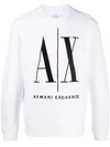 Armani Exchange Logo Printed Cotton Jersey Sweatshirt In White