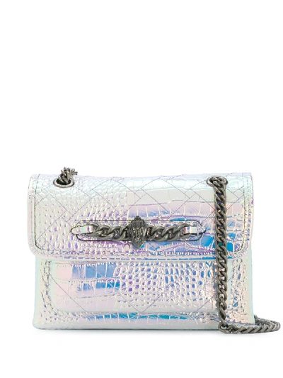 Kurt Geiger Chelsea Iridescent Croc-effect Shoulder Bag In Silver