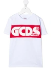 Gcds Short-sleeved Logo Print T-shirt In White