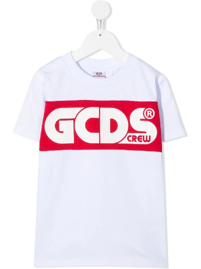 Gcds Kids' Logo印花短袖t恤 In White