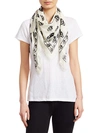 Alexander Mcqueen Pink Modal Skull Biker Scarf In Lead Ivory
