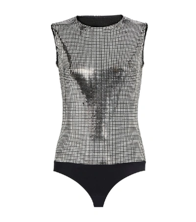 Mm6 Maison Margiela Sequins Bodysuit In Silver