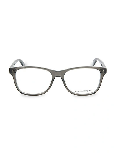 Alexander Mcqueen Men's 55mm Square Optical Glasses In Shiny Dark Grey