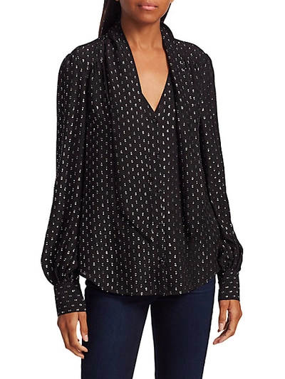 Paige Cleobelle Metallic Dot Silk-chiffon Blouse In Metallic Black