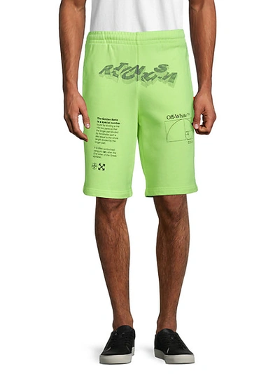 Off-white Graphic Cotton Shorts In Green