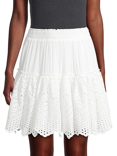Allison New York Eyelet Tiered Mini Skirt In White