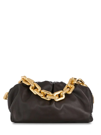 Bottega Veneta The Chain Pouch Gathered Leather Clutch In Brown