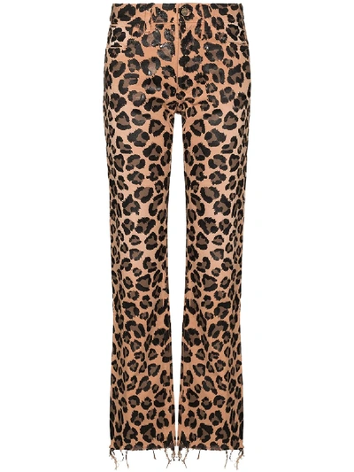 Alanui Leopard-print Jeans In Brown