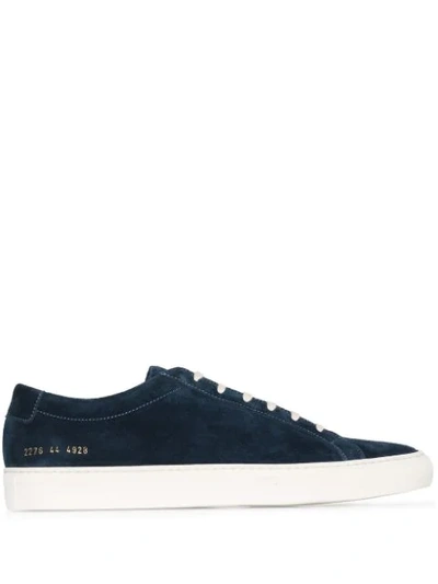 Common Projects Navy Achilles Suede Low Top Trainers In Blue