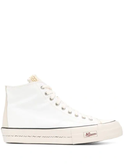 Visvim Skagway Leather-trimmed Canvas High-top Sneakers In White