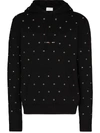 Saint Laurent Grommet Logo Cotton Hoodie In Black