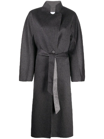 Agnona Belted Felt Cashmere Coat In Grey