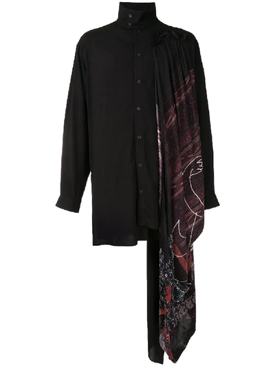 Yohji Yamamoto Printed-drape Shirt In Black