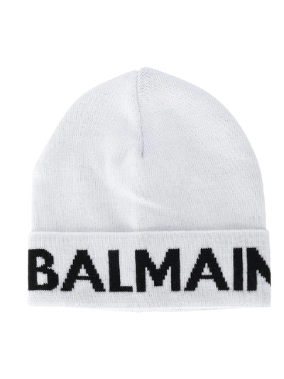 Balmain Kids' Knitted Logo Beanie Hat In Black