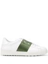 Valentino Open Color Block Leather Sneakers In White