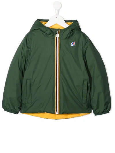 K-way Kids' Reversible Zip-up Jacket In Green